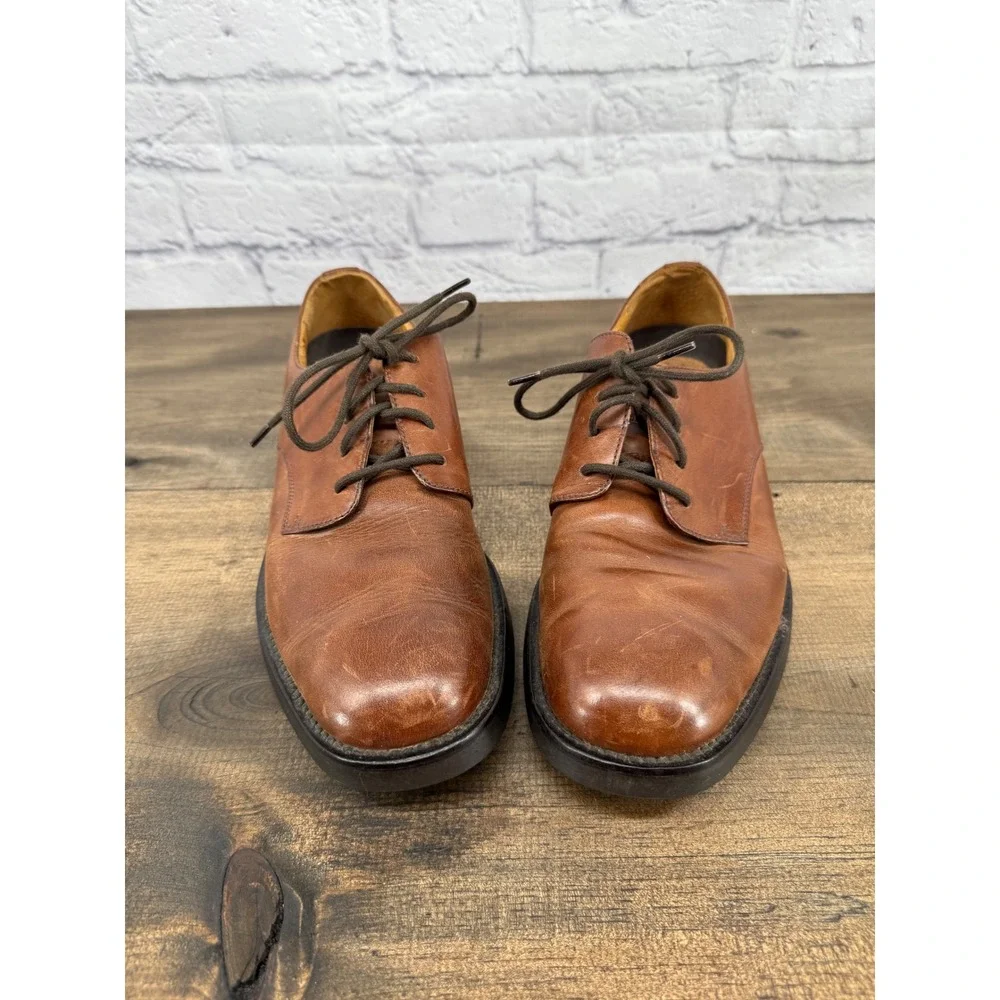 Lands End Mens Brown Leather Lace Up Oxford Dress Shoes Size 10D Classic Capsule